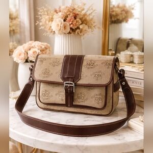 Dooney & Bourke Vintage Donegal Collection Tan‎ and Brown Shoulder Satchel Bag